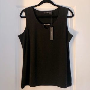 Black Sleeveless Dress Top w Silver - Tahari Brand - NWT - Women’s Size L